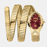 Buy Shop Just Cavalli Classico Lungo Red Dial Gold Steel Strap Watch for Women - JC1L248M0035 USA Online