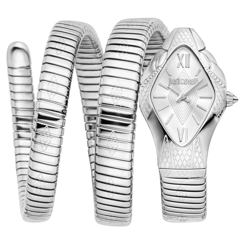 Buy Shop Just Cavalli Cristallo Silver Dial Silver Steel Strap Watch for Women - JC1L307M0015 USA Online