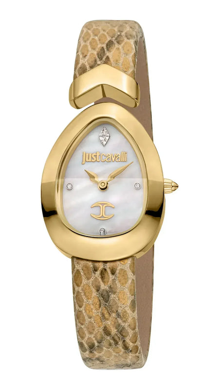 Buy Shop Just Cavalli Diversa Snake Mother of Pearl Dial Brown Leather Strap Watch for Women - JC1L321L0025 USA Online