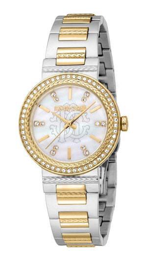 Buy Shop Just Cavalli Donna Glam Mother of Pearl White Dial Two Tone Steel Strap Watch for Women - RC5L098M0055 USA Online