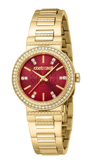 Buy Shop Just Cavalli Donna Glam Red Dial Gold Steel Strap Watch for Women - RC5L098M0035 USA Online