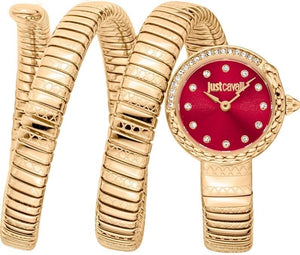Buy Shop Just Cavalli Enchanting Red Dial Gold Steel Strap Watch for Women - JC1L302M0035 USA Online