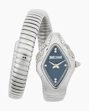Buy Shop Just Cavalli Ferocious Blue Dial Silver Steel Strap Watch for Women - JC1L306M0015 USA Online