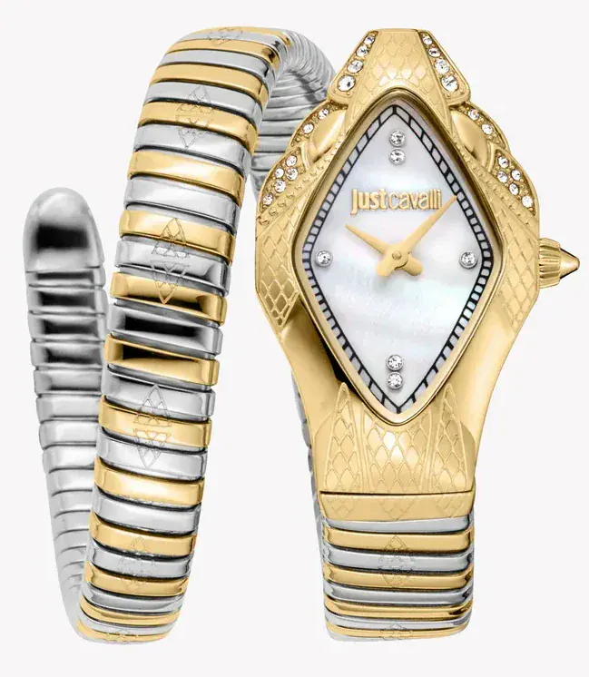 Buy Shop Just Cavalli Ferocious Mother of Pearl White Dial Two Tone Steel Strap Watch for Women - JC1L306M0065 USA Online
