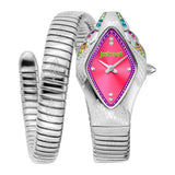 Buy Shop Just Cavalli Ferocious Pink Dial Silver Steel Strap Watch for Women - JC1L306M0025 USA Online