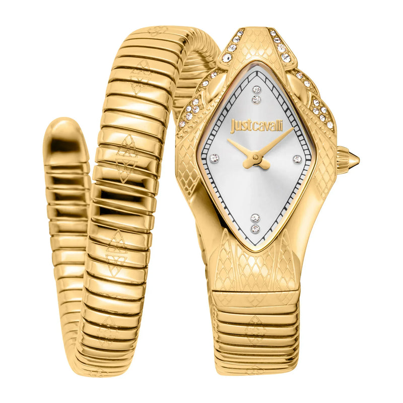 Buy Shop Just Cavalli Ferocious Silver Dial Gold Steel Strap Watch for Women - JC1L306M0035 USA Online