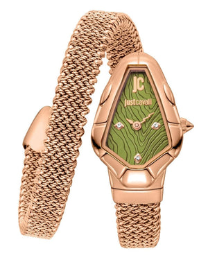 Buy Shop Just Cavalli Fiamma Green Dial Rose Gold Steel Strap Watch for Women - JC1L426M0045 USA Online