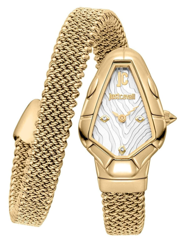 Buy Shop Just Cavalli Fiamma Silver Dial Gold Steel Strap Watch for Women - JC1L426M0025 USA Online