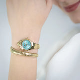 Buy Shop Just Cavalli Fiore Turquoise Dial Gold Steel Strap Watch for Women - JC1L354M0035 USA Online