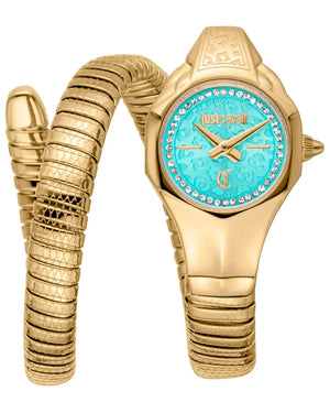 Buy Shop Just Cavalli Fiore Turquoise Dial Gold Steel Strap Watch for Women - JC1L354M0035 USA Online
