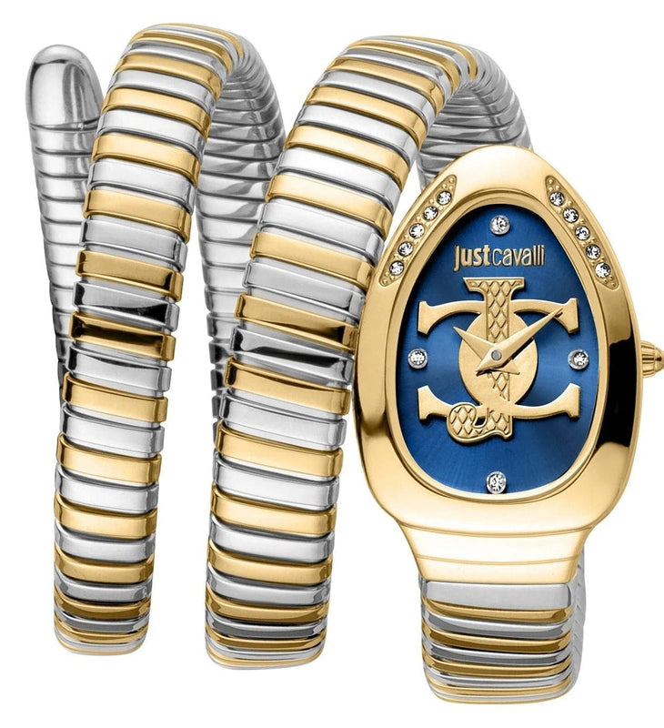 Buy Shop Just Cavalli Glam Evo 5 Blue Dial Two Tone Steel Strap Watch for Women - JC1L228M0075 USA Online