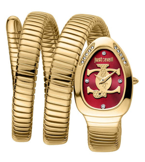 Buy Shop Just Cavalli Glam Evo 5 Red Dial Gold Steel Strap Watch for Women - JC1L228M0045 USA Online