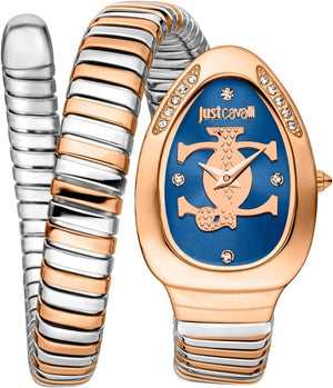 Buy Shop Just Cavalli Glam Evo 5 Serpente Blue Dial Two Tone Steel Strap Watch for Women - JC1L227M0085 USA Online
