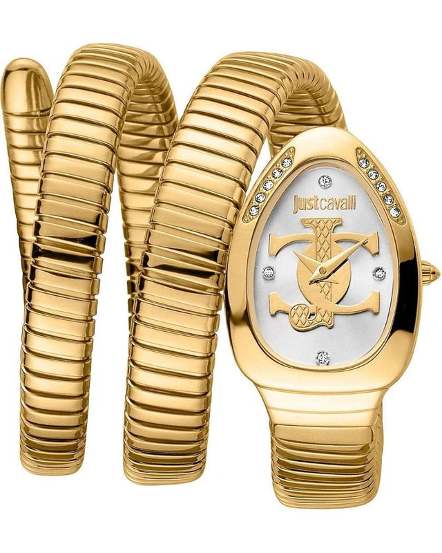 Buy Shop Just Cavalli Glam Evo 5 Silver Dial Gold Steel Strap Watch for Women - JC1L228M0035 USA Online
