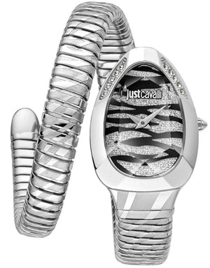 Buy Shop Just Cavalli Glam Evo 8 Black Dial Silver Steel Strap Watch for Women - JC1L225M0025 USA Online