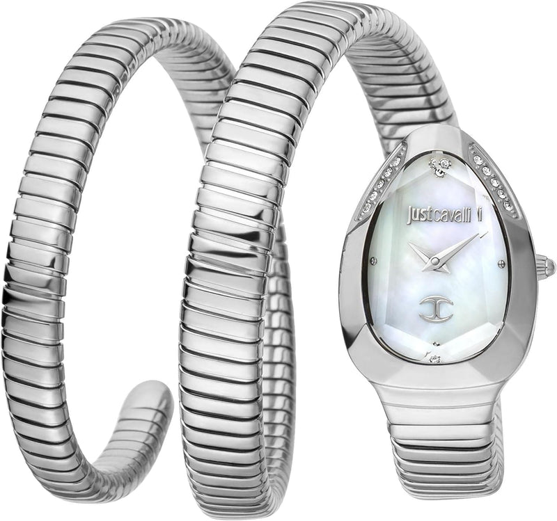 Buy Shop Just Cavalli Glam Evo 9 Mother of Pearl Dial Silver Steel Strap Watch for Women - JC1L209M0015 USA Online