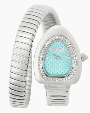 Buy Shop Just Cavalli Lady Snake Blue Dial Silver Steel Strap Watch for Women - JC1L249M0015 USA Online
