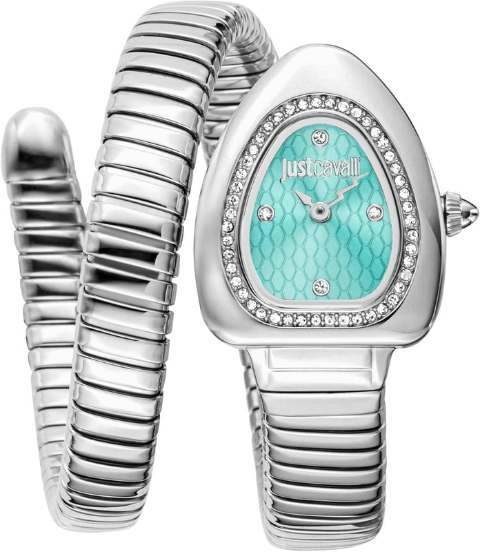 Buy Shop Just Cavalli Lady Snake Blue Dial Silver Steel Strap Watch for Women - JC1L249M0015 USA Online