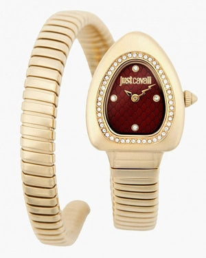 Buy Shop Just Cavalli Lady Snake Red Dial Gold Steel Strap Watch for Women - JC1L249M0025 USA Online