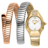 Buy Shop Just Cavalli Lunara Silver Dial Tri Tone Steel Strap Watch for Women - JC1L397M0095 USA Online