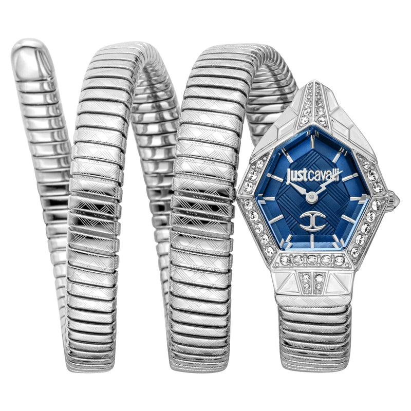 Buy Shop Just Cavalli Mesmerizing Blue Dial Silver Steel Strap Watch for Women - JC1L304M0015 USA Online