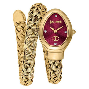Buy Shop Just Cavalli Novara Red Dial Gold Steel Strap Watch for Women - JC1L264M0035 USA Online