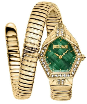 Buy Shop Just Cavalli Ornato Green Dial Gold Steel Strap Watch for Women - JC1L303M0035 USA Online