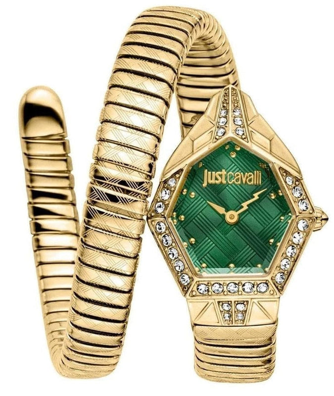 Buy Shop Just Cavalli Ornato Green Dial Gold Steel Strap Watch for Women - JC1L303M0035 USA Online