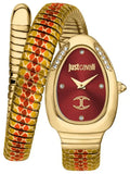 Buy Shop Just Cavalli Pelle Solo Snake Red Dial Three Tone Steel Strap Watch for Women - JC1L251M0045 USA Online