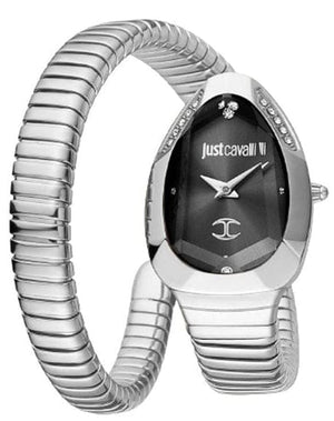 Buy Shop Just Cavalli Serpente Metallica Black Dial Silver Steel Strap Watch for Women - JC1L208M0025 USA Online