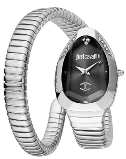Buy Shop Just Cavalli Serpente Metallica Black Dial Silver Steel Strap Watch for Women - JC1L208M0025 USA Online