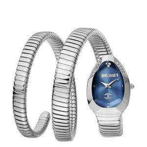 Buy Shop Just Cavalli Serpente Metallica Blue Dial Silver Steel Strap Watch for Women - JC1L209M0025 USA Online