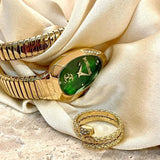 Buy Shop Just Cavalli Serpente Metallica Green Dial Gold Steel Strap Watch for Women - JC1L208M0045 USA Online