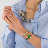 Buy Shop Just Cavalli Serpente Metallica Green Dial Gold Steel Strap Watch for Women - JC1L208M0045 USA Online