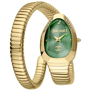 Buy Shop Just Cavalli Serpente Metallica Green Dial Gold Steel Strap Watch for Women - JC1L208M0045 USA Online