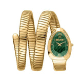 Buy Shop Just Cavalli Serpente Metallica Green Dial Gold Steel Strap Watch for Women - JC1L224M0045 USA Online