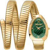 Buy Shop Just Cavalli Serpente Metallica Green Dial Gold Steel Strap Watch for Women - JC1L224M0045 USA Online