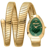 Buy Shop Just Cavalli Serpente Metallica Green Dial Gold Steel Strap Watch for Women - JC1L224M0045 USA Online