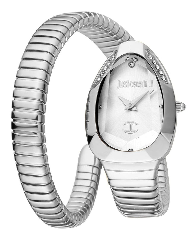 Buy Shop Just Cavalli Serpente Metallica Silver Dial Silver Steel Strap Watch for Women - JC1L208M0015 USA Online