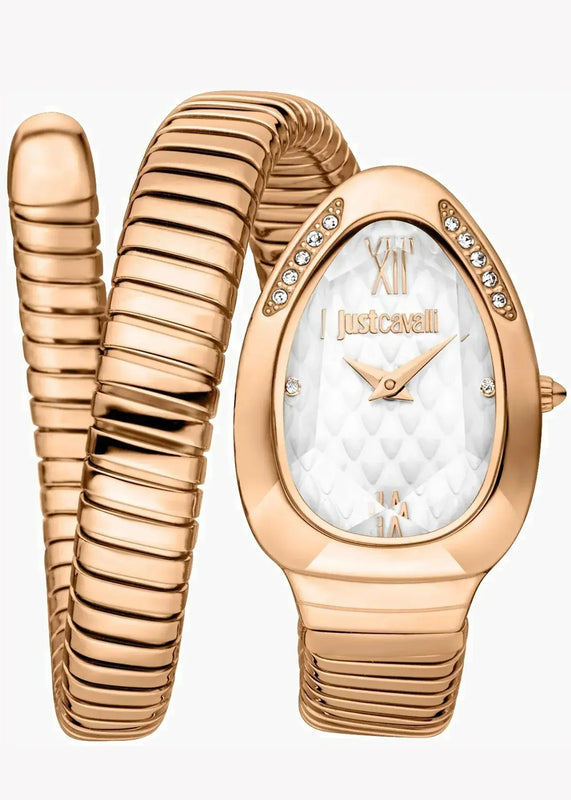 Buy Shop Just Cavalli Serpente Metallica White Dial Rose Gold Steel Strap Watch for Women - JC1L223M0045 USA Online