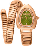 Buy Shop Just Cavalli Signature Snake Green Dial Rose Gold Steel Strap Watch for Women - JC1L249M0045 USA Online