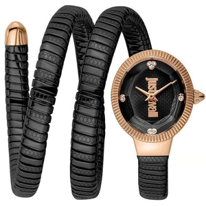 Buy Shop Just Cavalli Snake Black Dial Black Steel Strap Watch for Women - JC1L269M0075 USA Online