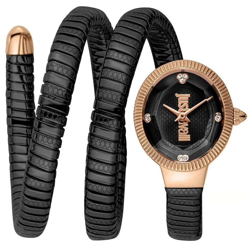 Buy Shop Just Cavalli Snake Black Dial Black Steel Strap Watch for Women - JC1L269M0075 USA Online