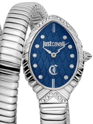 Buy Shop Just Cavalli Specchio Blue Dial Silver Steel Strap Watch for Women - JC1L323M0015 USA Online