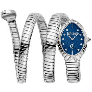 Buy Shop Just Cavalli Specchio Blue Dial Silver Steel Strap Watch for Women - JC1L323M0015 USA Online