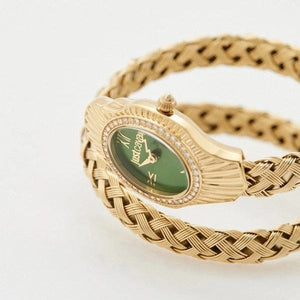 Buy Shop Just Cavalli Twined Green Dial Gold Steel Strap Watch for Women - JC1L305M0035 USA Online