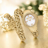 Buy Shop Just Cavalli Twined Mother of Pearl Dial Gold Steel Strap Watch for Women - JC1L305M0025 USA Online