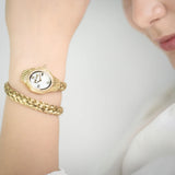 Buy Shop Just Cavalli Twined Mother of Pearl Dial Gold Steel Strap Watch for Women - JC1L305M0025 USA Online