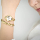 Buy Shop Just Cavalli Twined Mother of Pearl Dial Gold Steel Strap Watch for Women - JC1L305M0045 USA Online