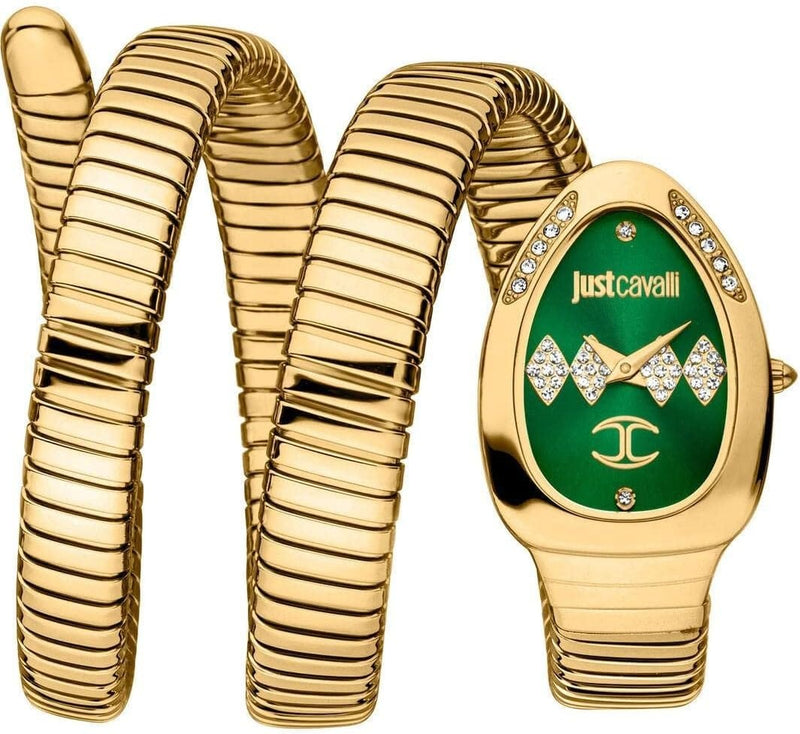 Buy Shop Just Cavalli Vezzoso Green Dial Gold Steel Strap Watch for Women - JC1L230M0045 USA Online